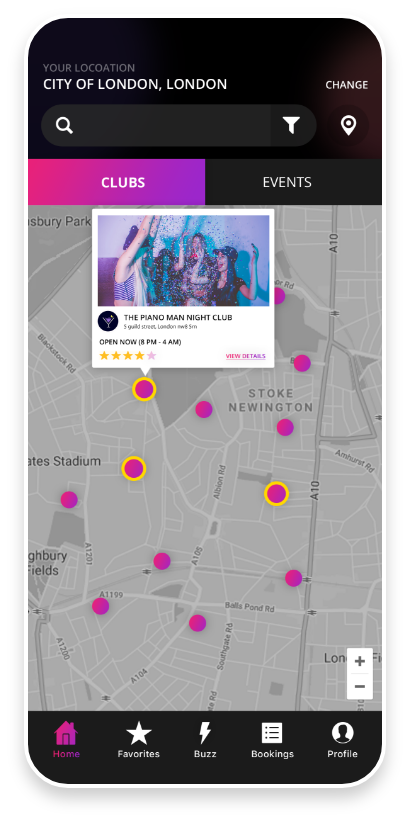 Party App Mobile app Map view